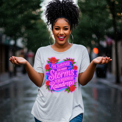 Christian Graphic Tee, I Survived Too Many Storms T-Shirt, Christian Streetwear Faith Shirt