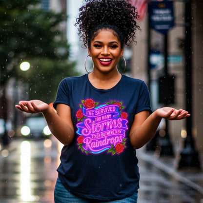 Christian Graphic Tee, I Survived Too Many Storms T-Shirt, Christian Streetwear Faith Shirt