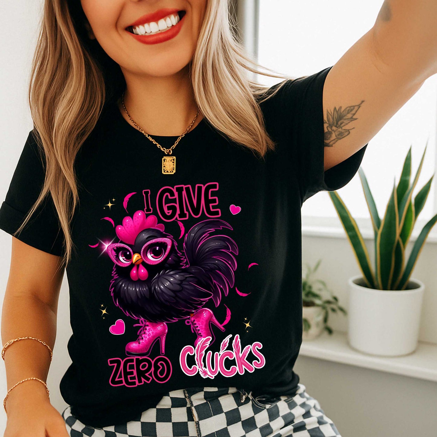 Funny Sarcastic Chicken T-Shirt, I Give Zero Clucks Tee, Funny Graphic Tee, Adult Humor Offensive T-shirt that Goes Hard