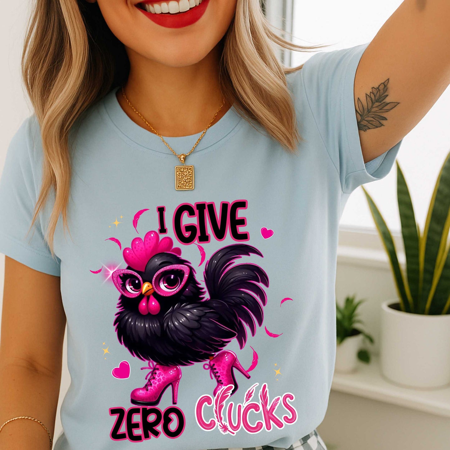 Funny Sarcastic Chicken T-Shirt, I Give Zero Clucks Tee, Funny Graphic Tee, Adult Humor Offensive T-shirt that Goes Hard