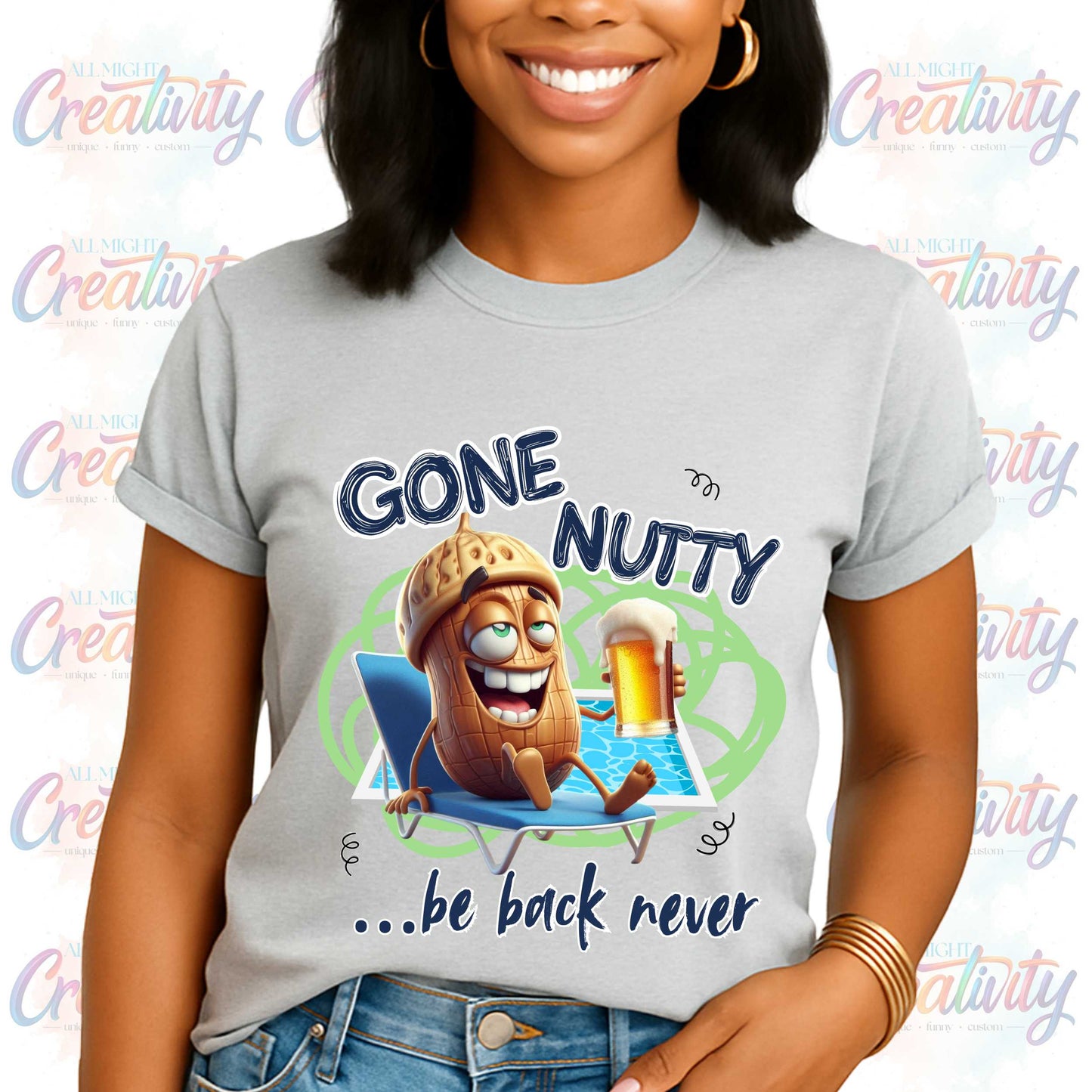 Trendy Graphic Tee, Funny Gone Nutty T-Shirt, Unisex Top