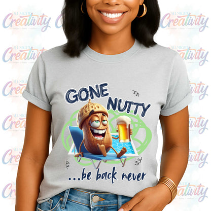 Trendy Graphic Tee, Funny Gone Nutty T-Shirt, Unisex Top