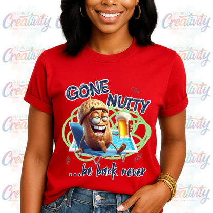 Trendy Graphic Tee, Funny Gone Nutty T-Shirt, Unisex Top