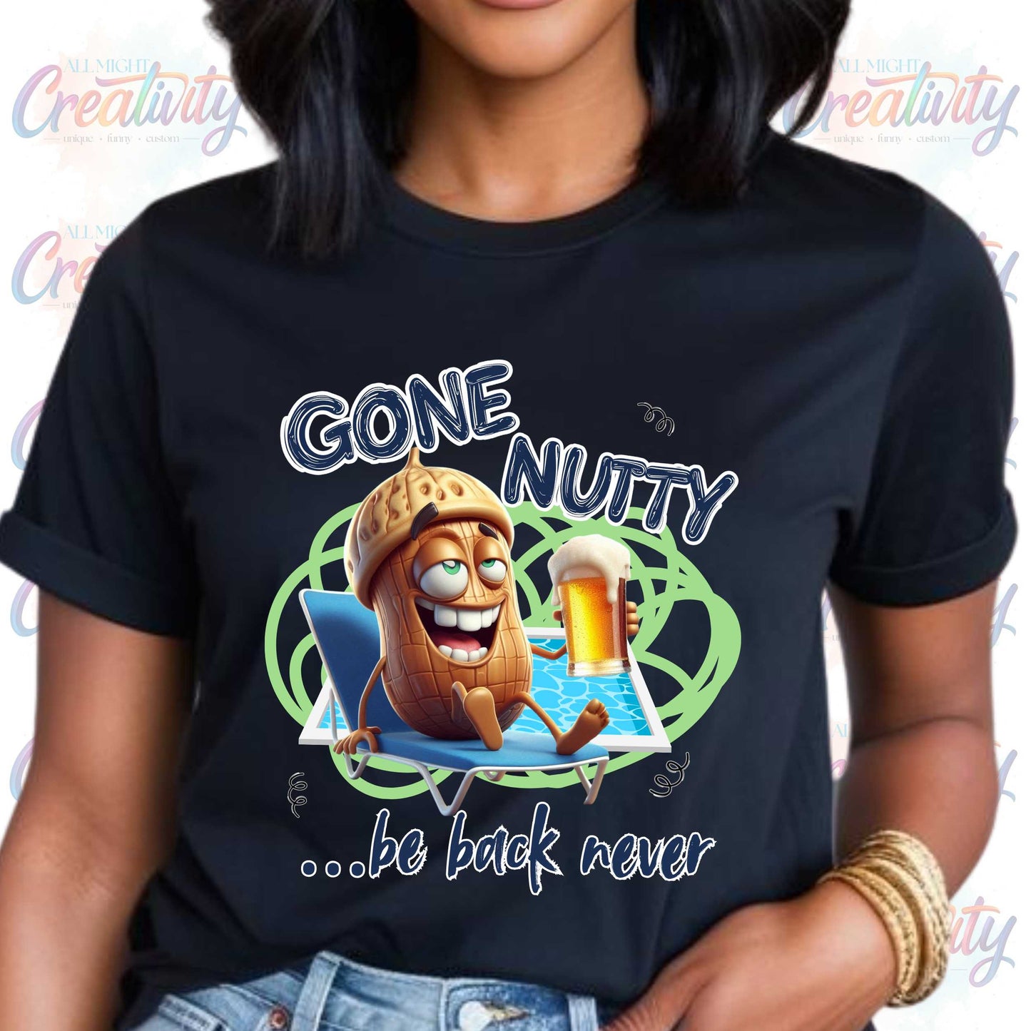 Trendy Graphic Tee, Funny Gone Nutty T-Shirt, Unisex Top