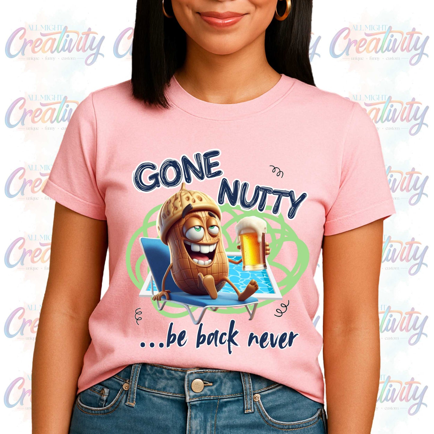 Trendy Graphic Tee, Funny Gone Nutty T-Shirt, Unisex Top