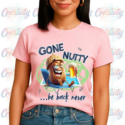 Trendy Graphic Tee, Funny Gone Nutty T-Shirt, Unisex Top