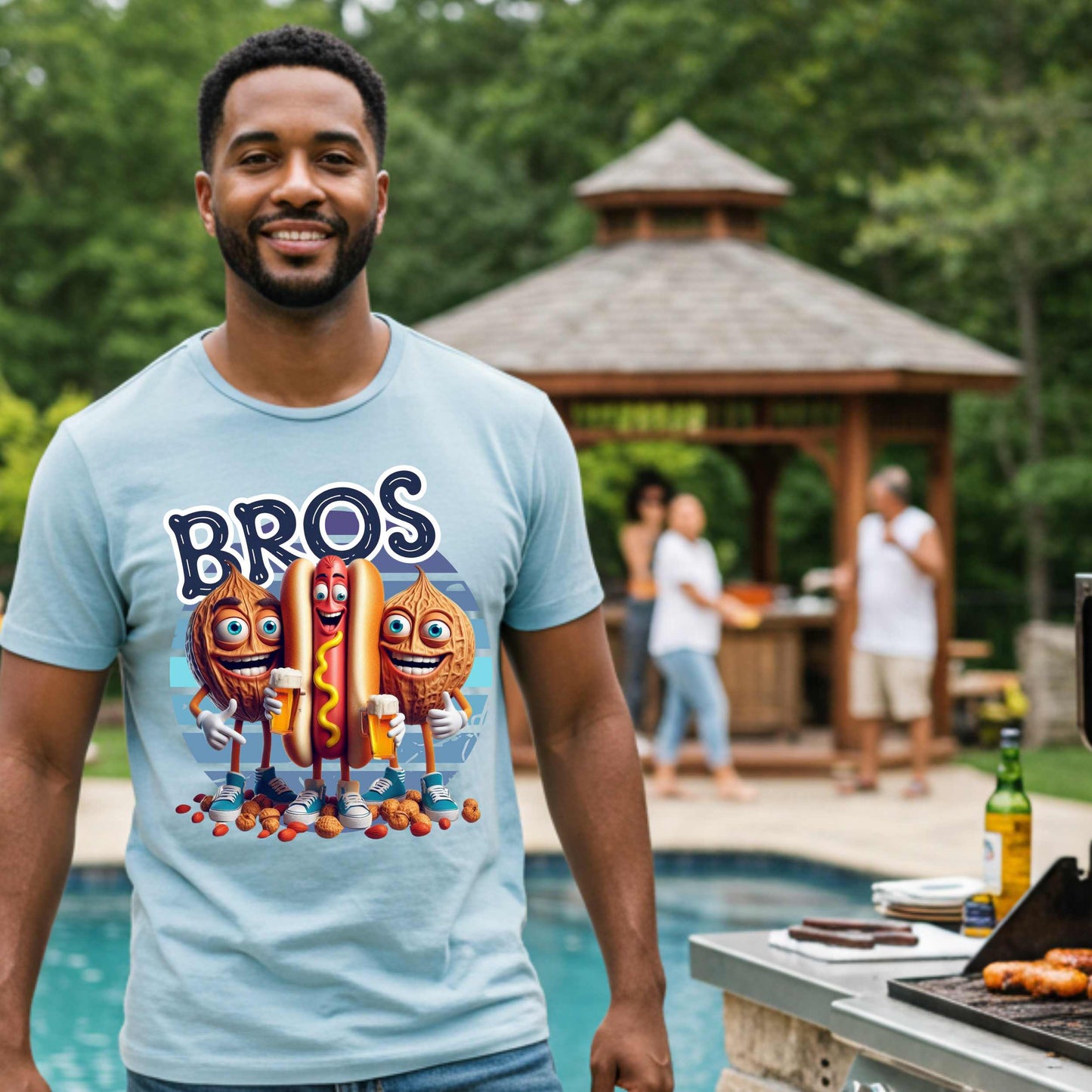 Funny BROS Sarcastic Hot Dog BBQ Unisex Softstyle T-Shirt, Inappropriate Adult Humor Tee