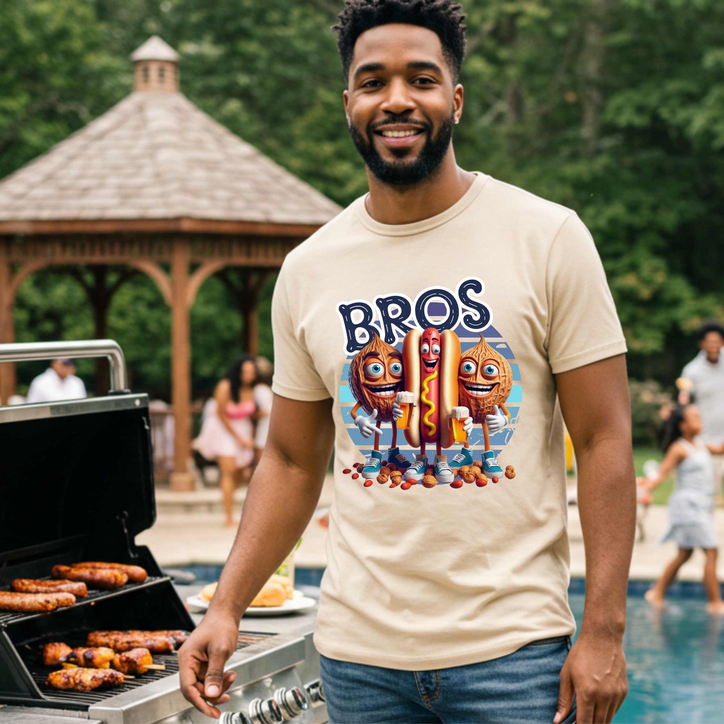 Funny BROS Sarcastic Hot Dog BBQ Unisex Softstyle T-Shirt, Inappropriate Adult Humor Tee