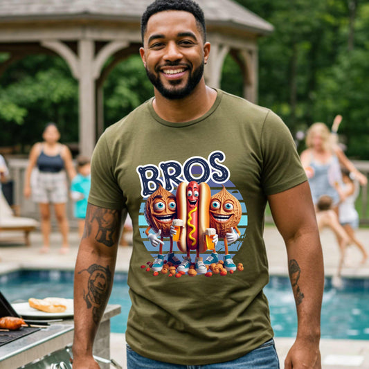 Funny BROS Sarcastic Hot Dog BBQ Unisex Softstyle T-Shirt, Inappropriate Adult Humor Tee