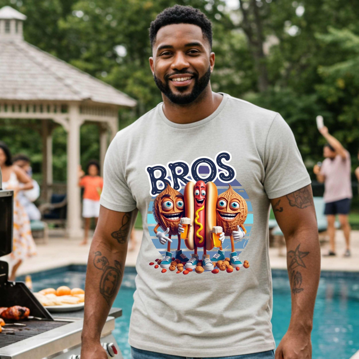 Funny BROS Sarcastic Hot Dog BBQ Unisex Softstyle T-Shirt, Inappropriate Adult Humor Tee