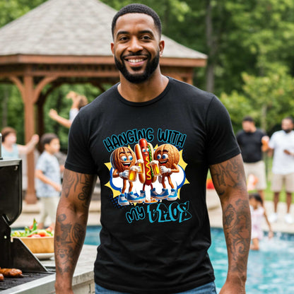 Grilling Funny Sarcastic Two Nuts One Wiener BBQ Graphic Tee, Hanging with My Bros Shirt