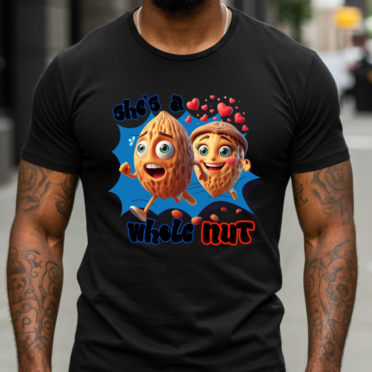 Funny Relationship Shirt – She's a Whole Nut Tee, Couples Humor T-Shirt, Crazy in Love