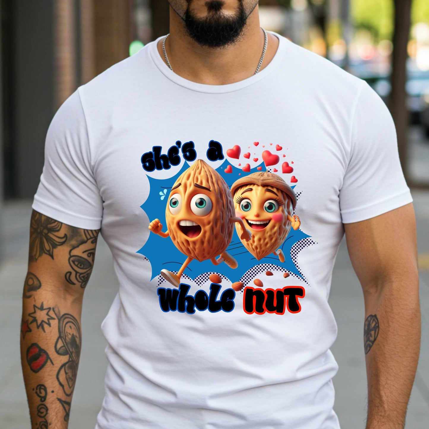 Funny Relationship Shirt – She's a Whole Nut Tee, Couples Humor T-Shirt, Crazy in Love