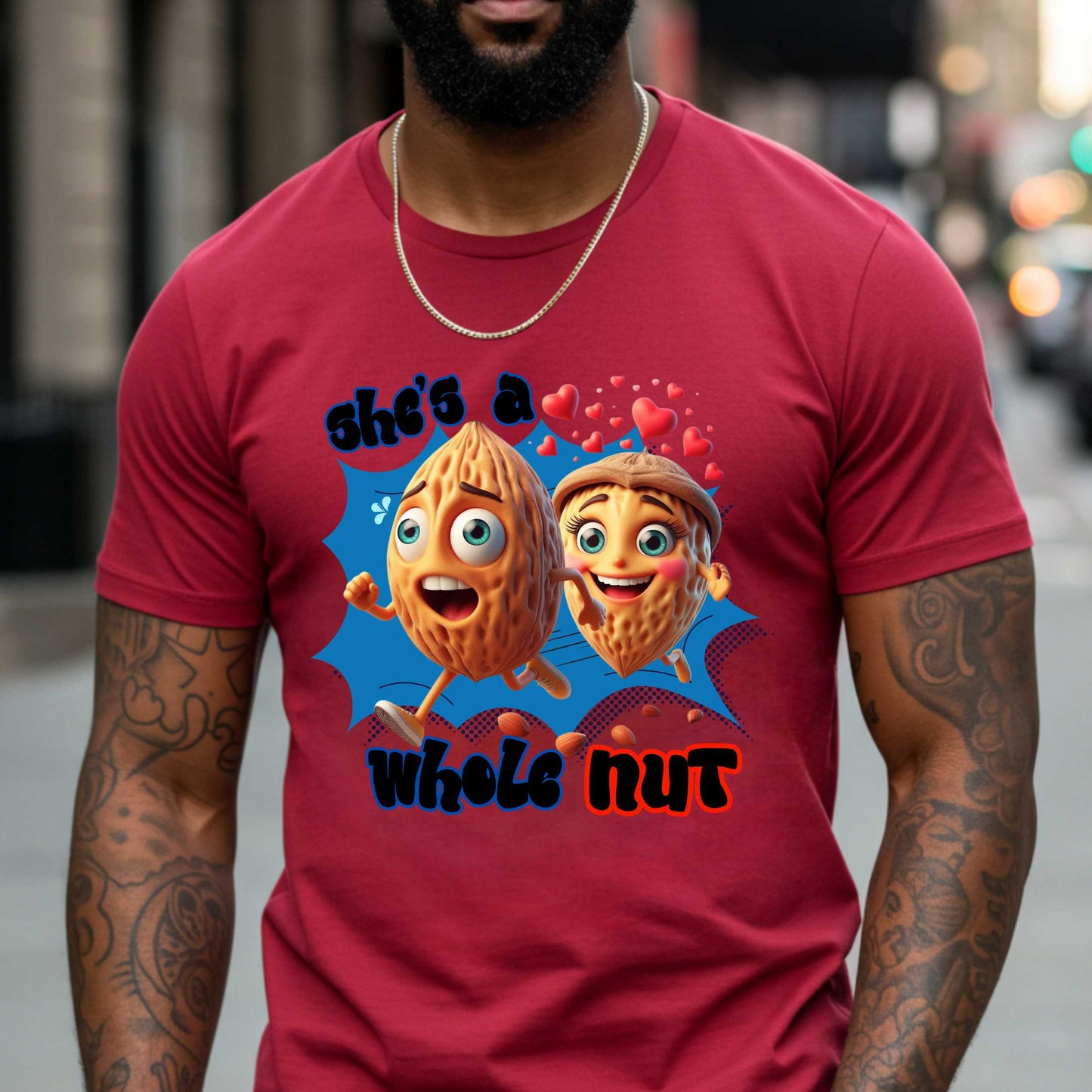 Funny Relationship Shirt – She's a Whole Nut Tee, Couples Humor T-Shirt, Crazy in Love