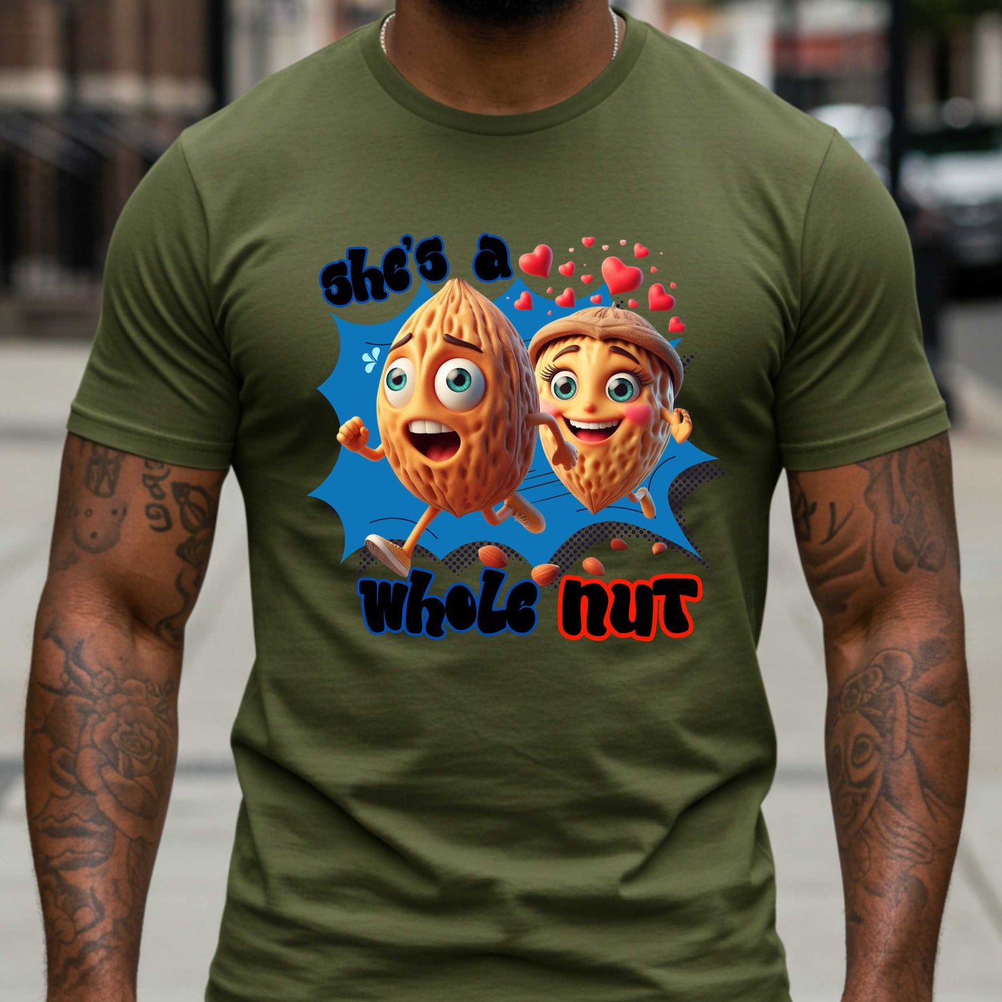 Funny Relationship Shirt – She's a Whole Nut Tee, Couples Humor T-Shirt, Crazy in Love