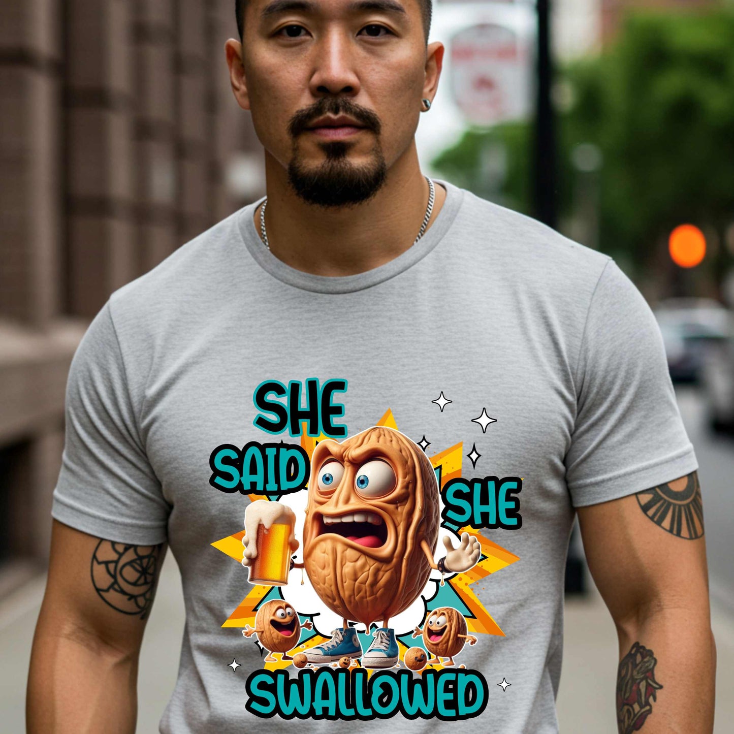 Funny Inappropriate Shirt, She Said She Swallowed Tee, Adult Humor Beer and Nuts Shirt, Dirty Joke Graphic Tee