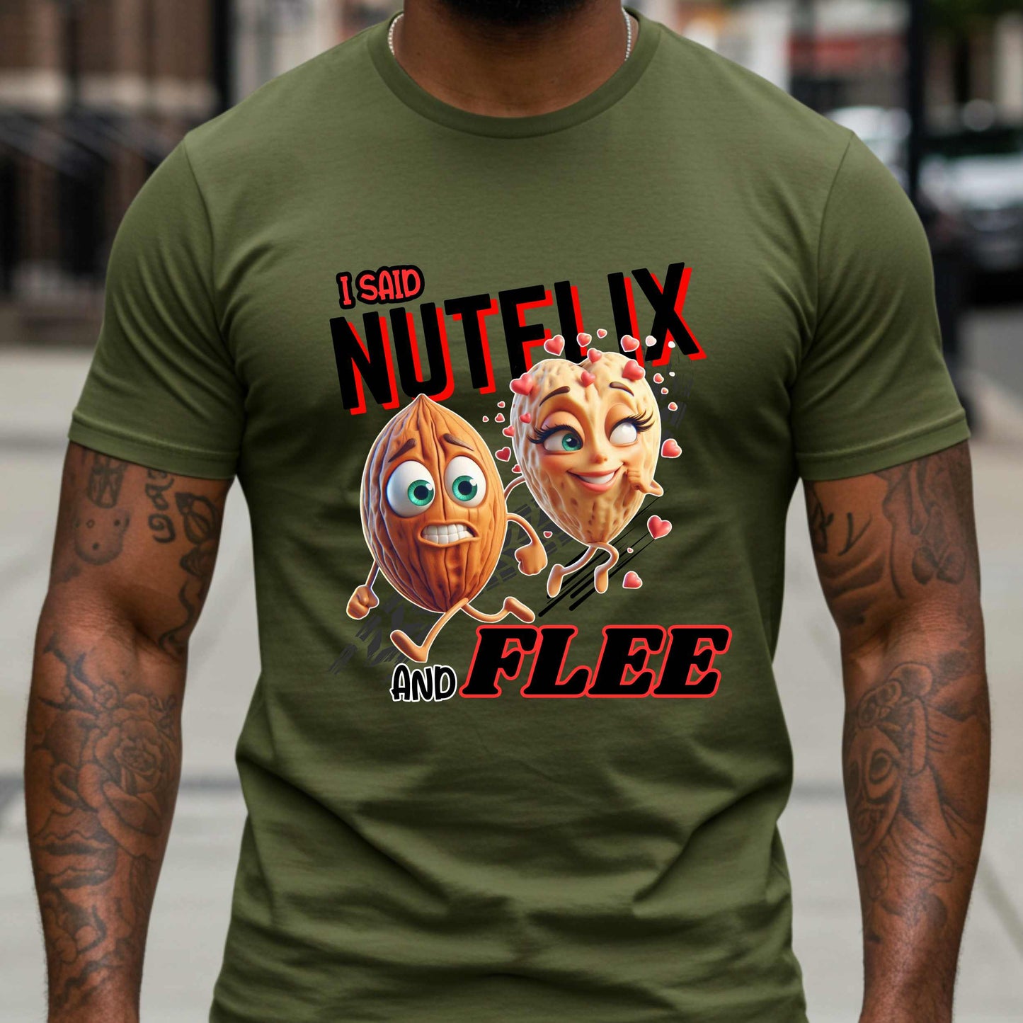 Funny Adult Humor Shirt – I Said Nutflix and Flee Tee, Dirty Nut Pun T-Shirt, Crazy Date Joke Shirt