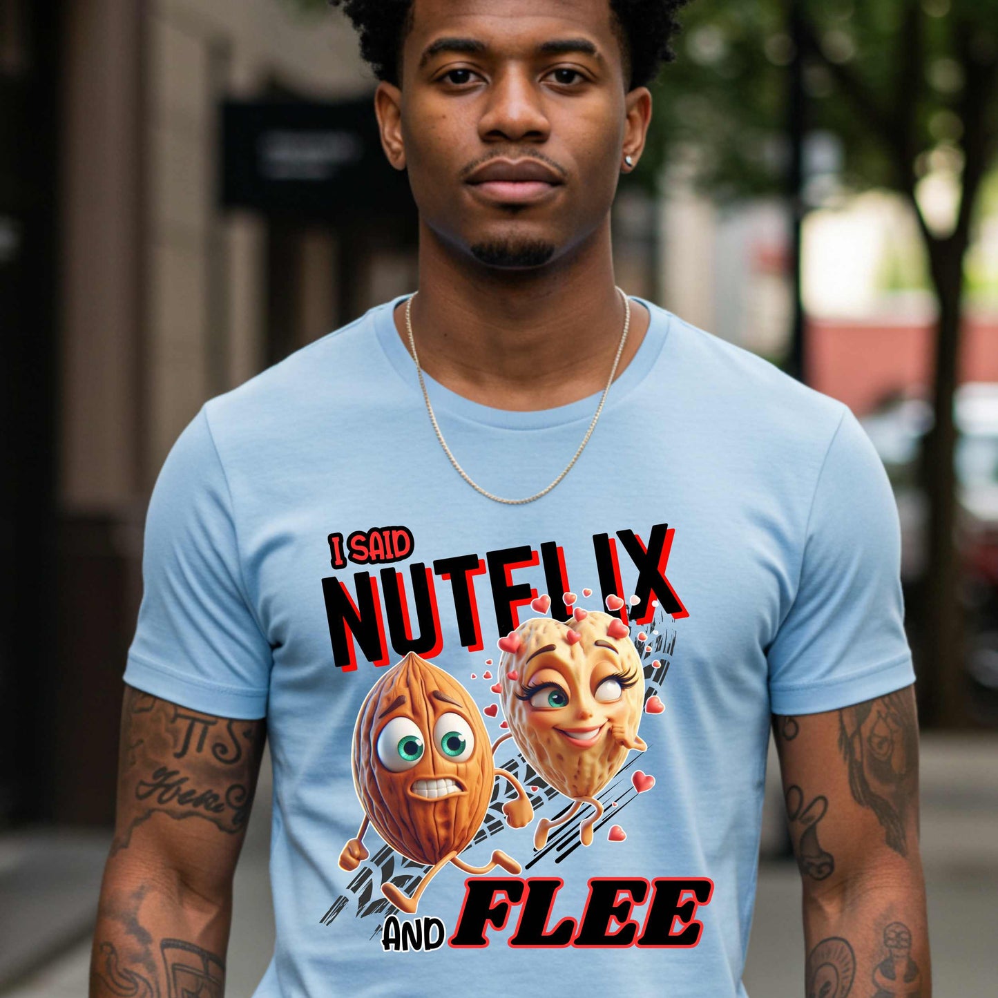 Funny Adult Humor Shirt – I Said Nutflix and Flee Tee, Dirty Nut Pun T-Shirt, Crazy Date Joke Shirt