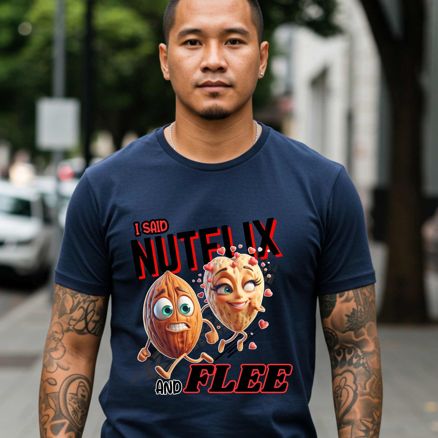 Funny Adult Humor Shirt – I Said Nutflix and Flee Tee, Dirty Nut Pun T-Shirt, Crazy Date Joke Shirt