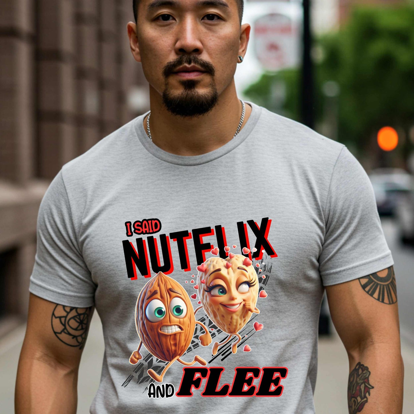Funny Adult Humor Shirt – I Said Nutflix and Flee Tee, Dirty Nut Pun T-Shirt, Crazy Date Joke Shirt