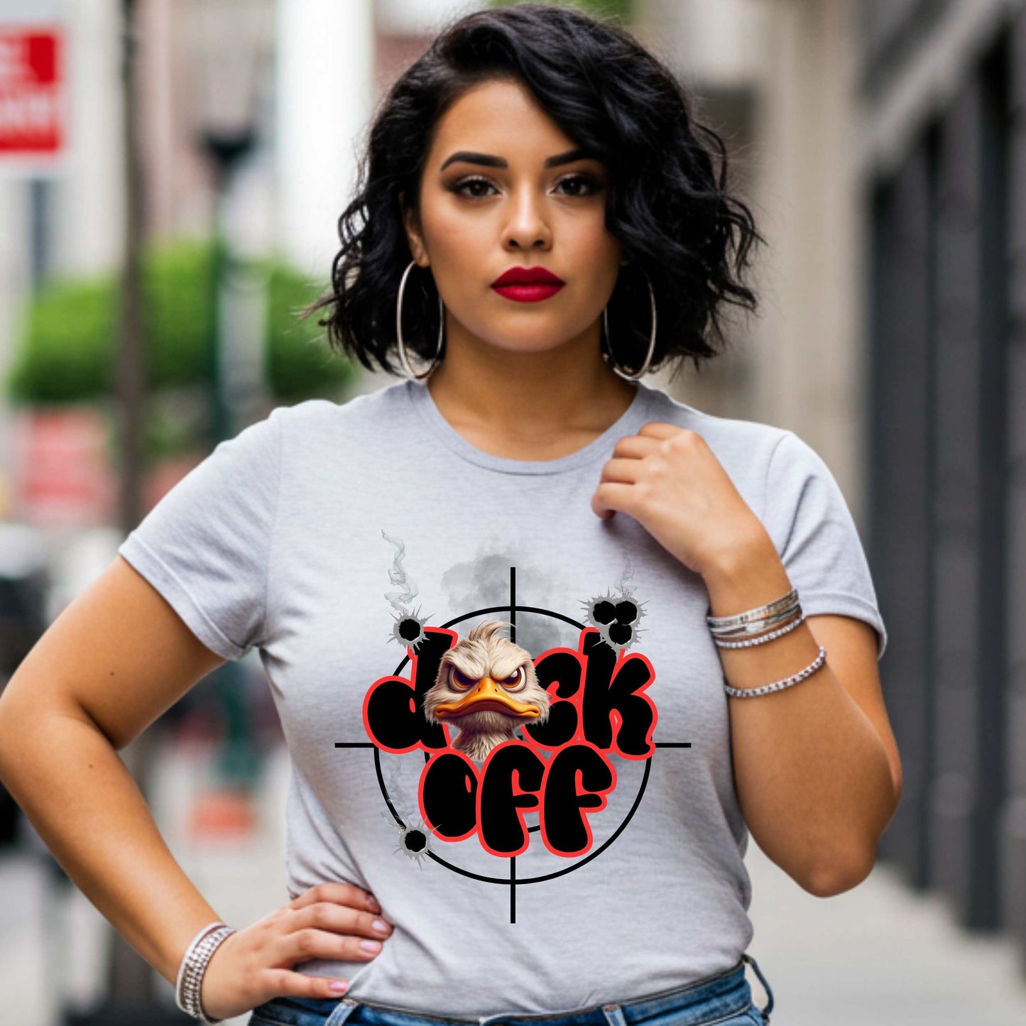 Funny Duck Off Unisex Softstyle T-Shirt - Sarcastic Graphic Tee, Grumpy Duck Tee