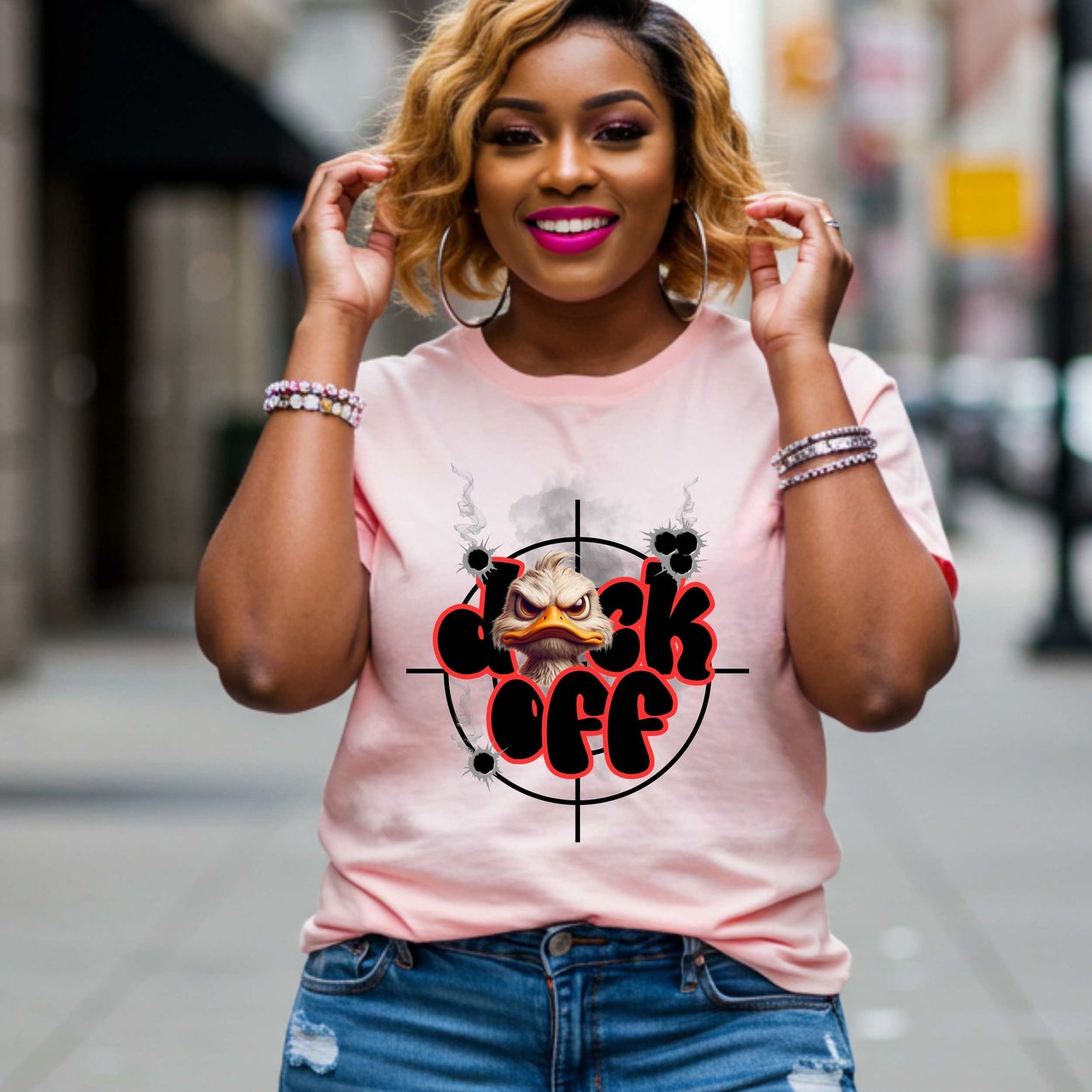 Funny Duck Off Unisex Softstyle T-Shirt - Sarcastic Graphic Tee, Grumpy Duck Tee