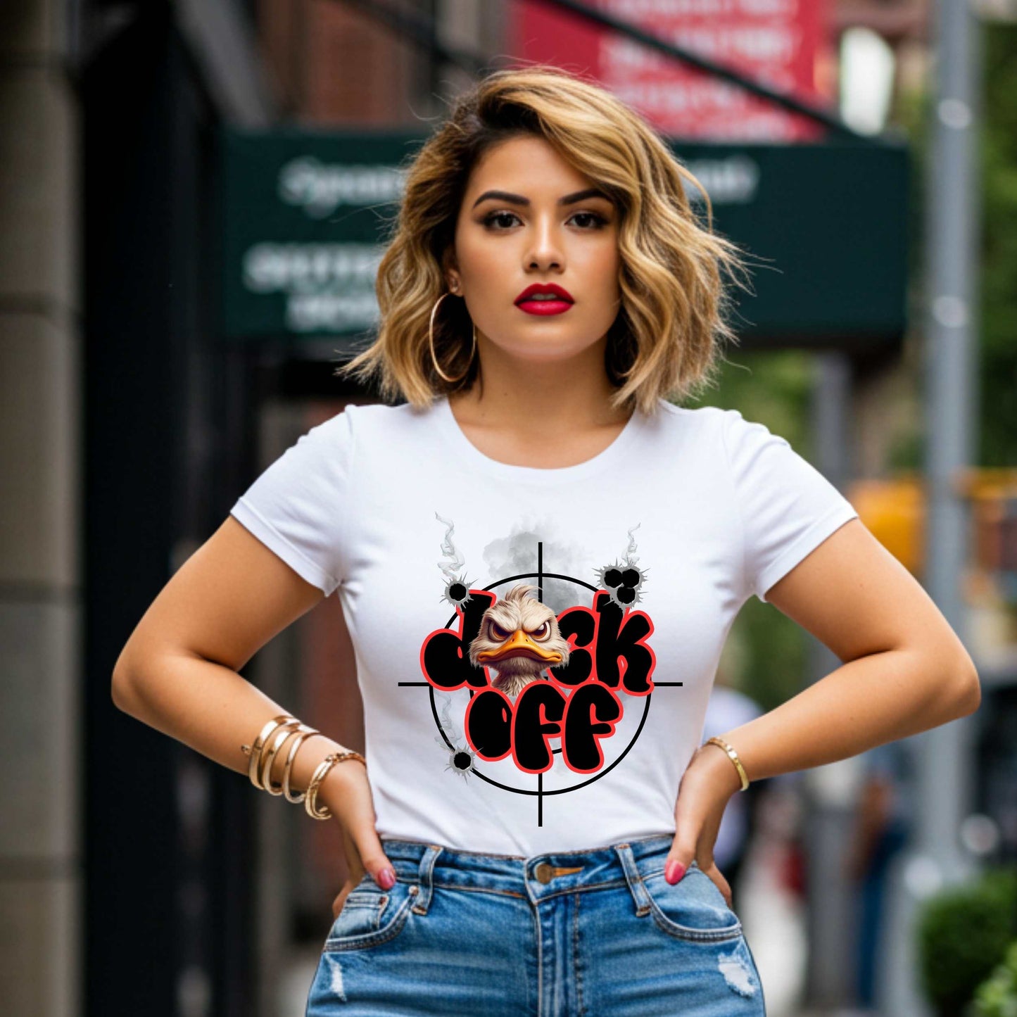 Funny Duck Off Unisex Softstyle T-Shirt - Sarcastic Graphic Tee, Grumpy Duck Tee