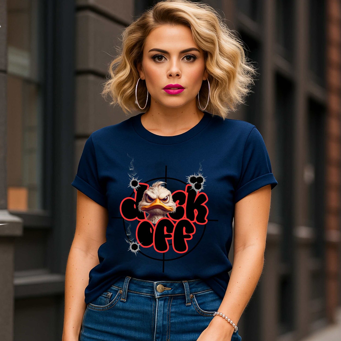 Funny Duck Off Unisex Softstyle T-Shirt - Sarcastic Graphic Tee, Grumpy Duck Tee