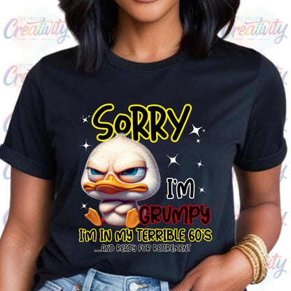 Grumpy Duck Retirement Unisex Softstyle T-Shirt, 60th Birthday Tee, Funny Retirement Party Gift