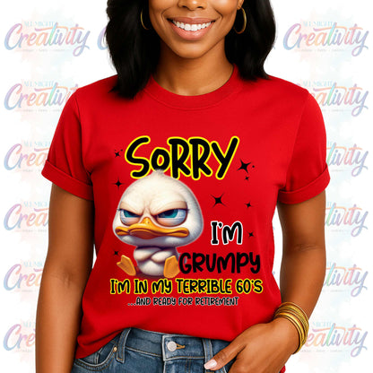Grumpy Duck Retirement Unisex Softstyle T-Shirt, 60th Birthday Tee, Funny Retirement Party Gift