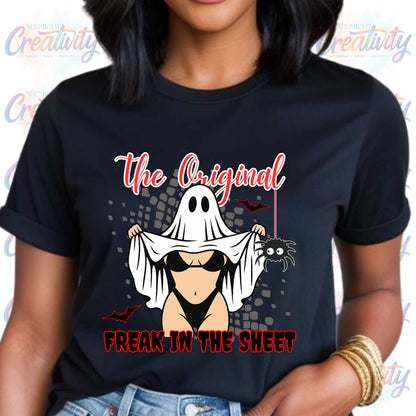 Sexual Humor Halloween Shirt Freak in the Sheet Tee, Inappropriate Summerween Shirt