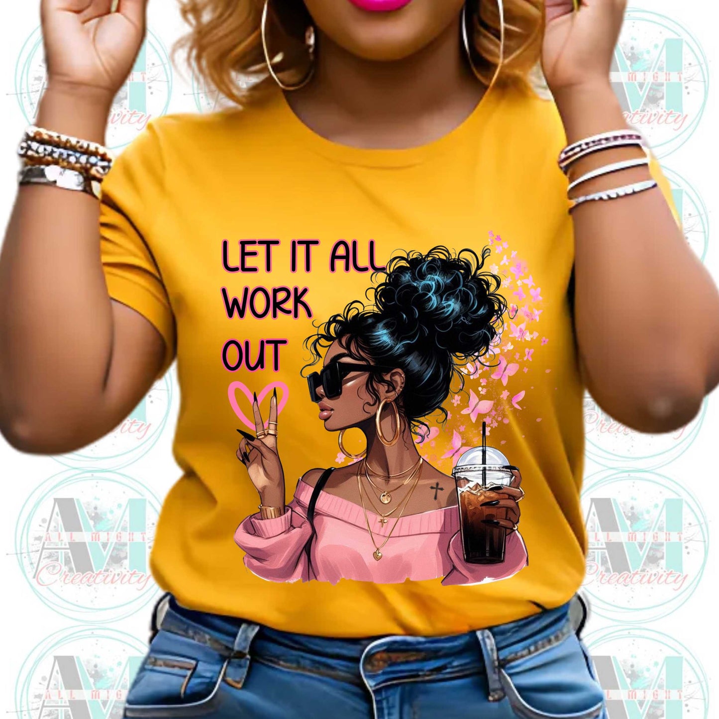 Motivational Graphic Tee, Let Them, Let It All Work Out, Positive Vibes, Shirts that go Hard