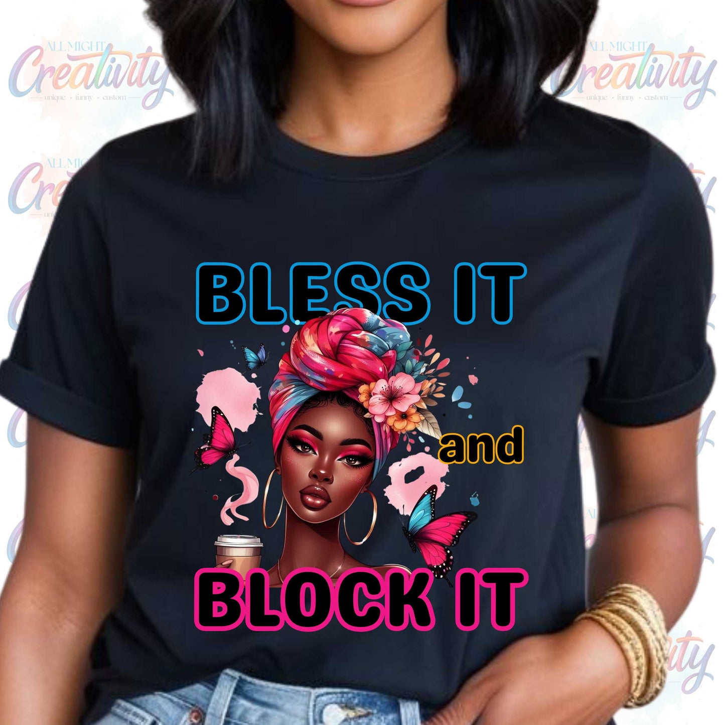 Let Them, Empowering Bless It and Block It Motivational Quote Graphic Tee