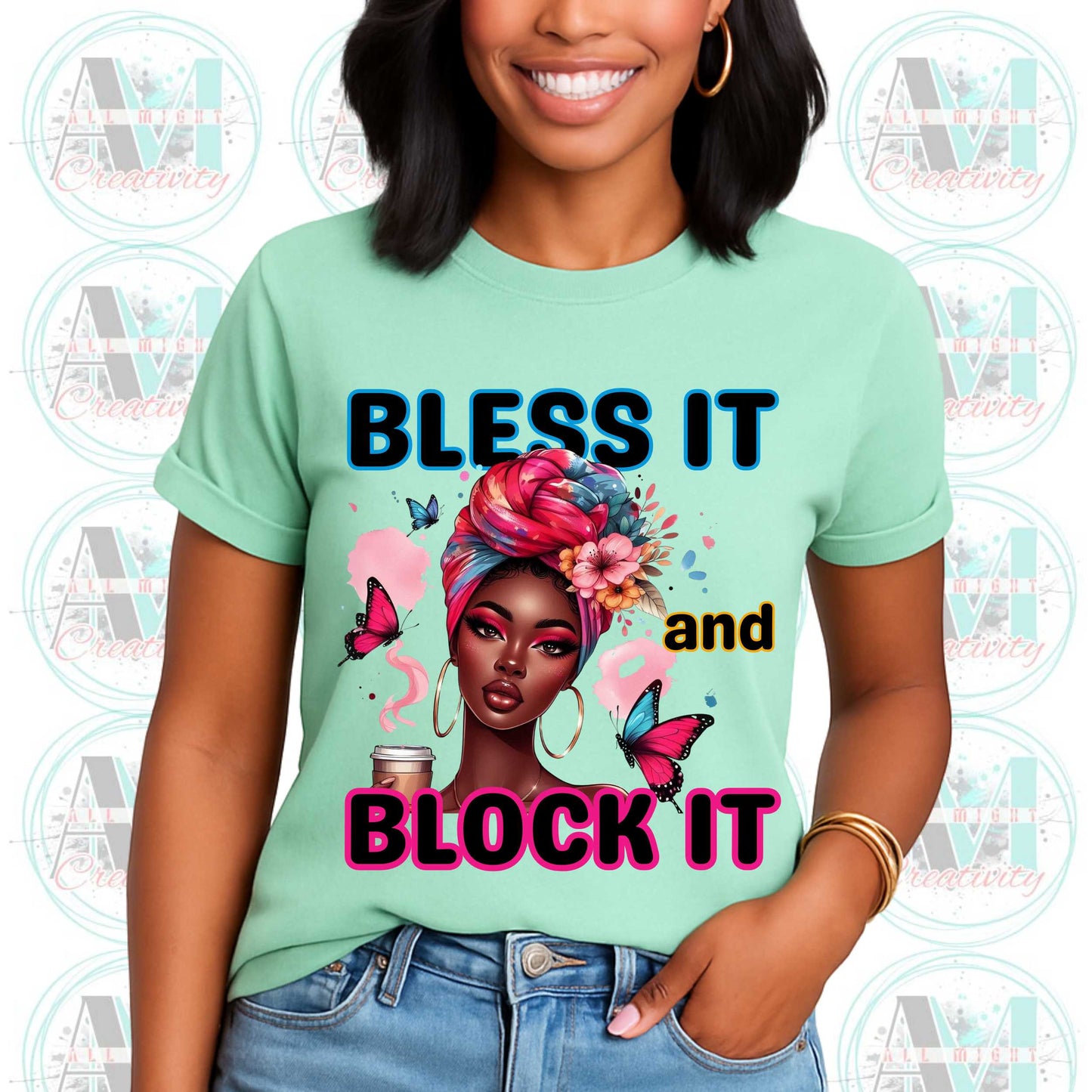 Let Them, Empowering Bless It and Block It Motivational Quote Graphic Tee