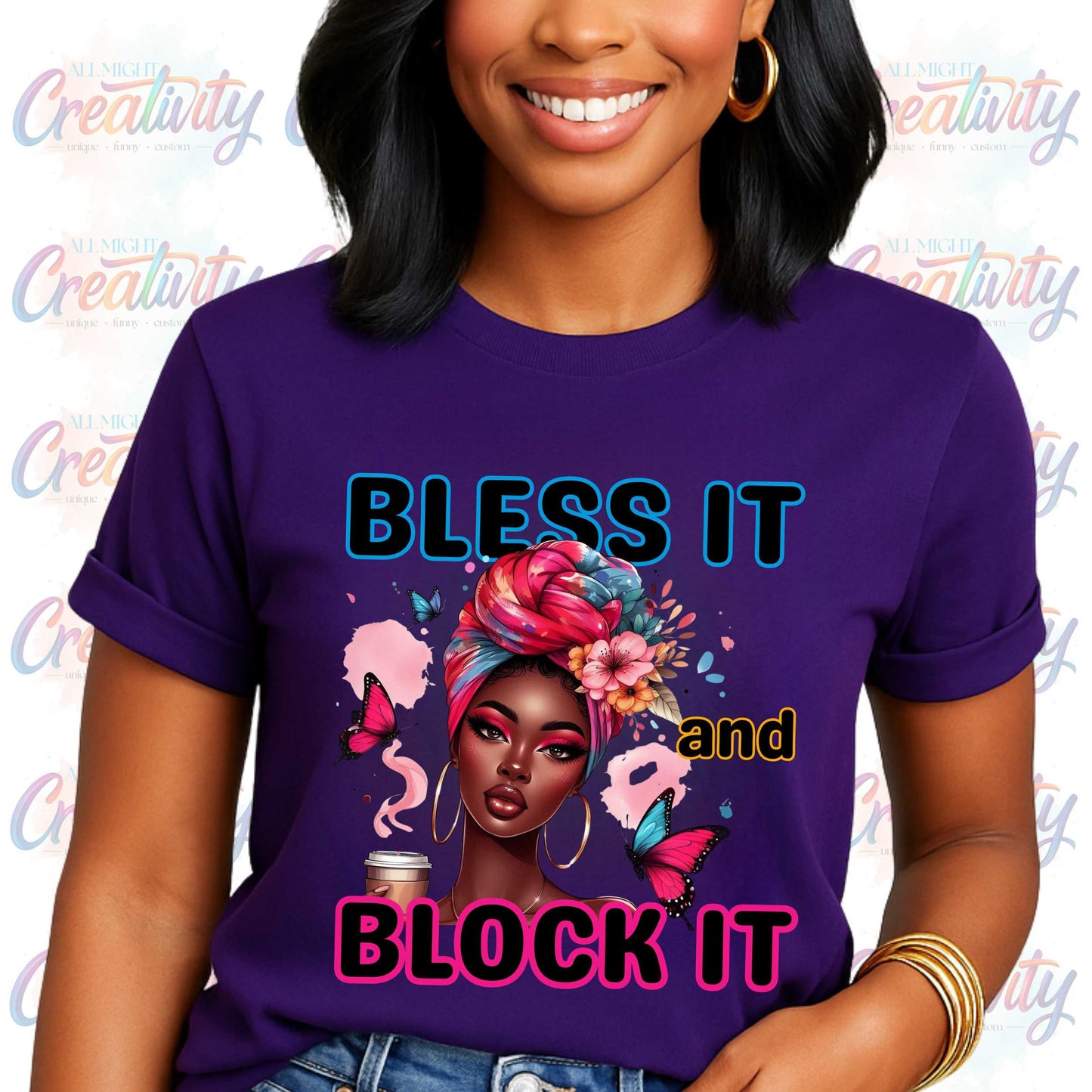 Let Them, Empowering Bless It and Block It Motivational Quote Graphic Tee