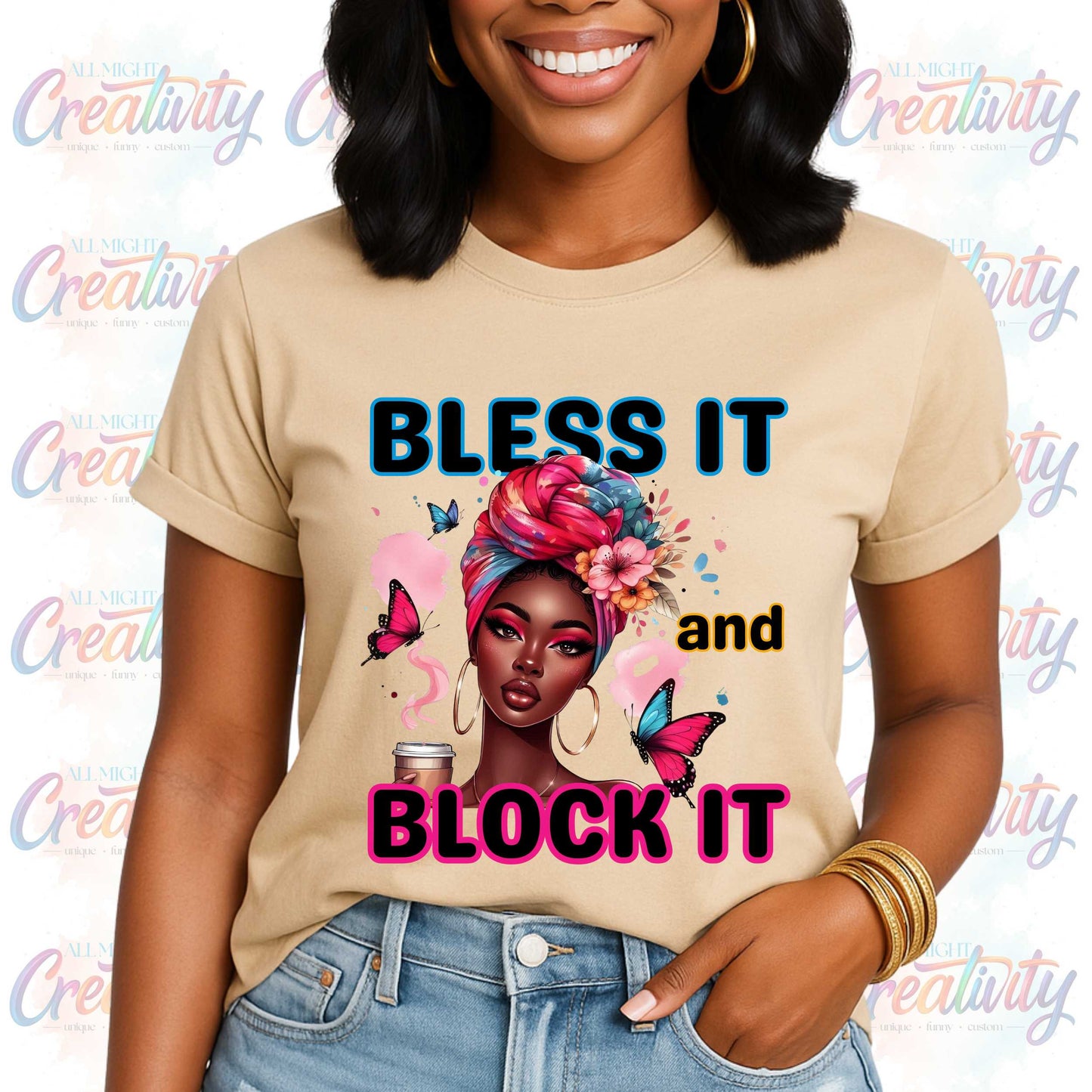 Let Them, Empowering Bless It and Block It Motivational Quote Graphic Tee