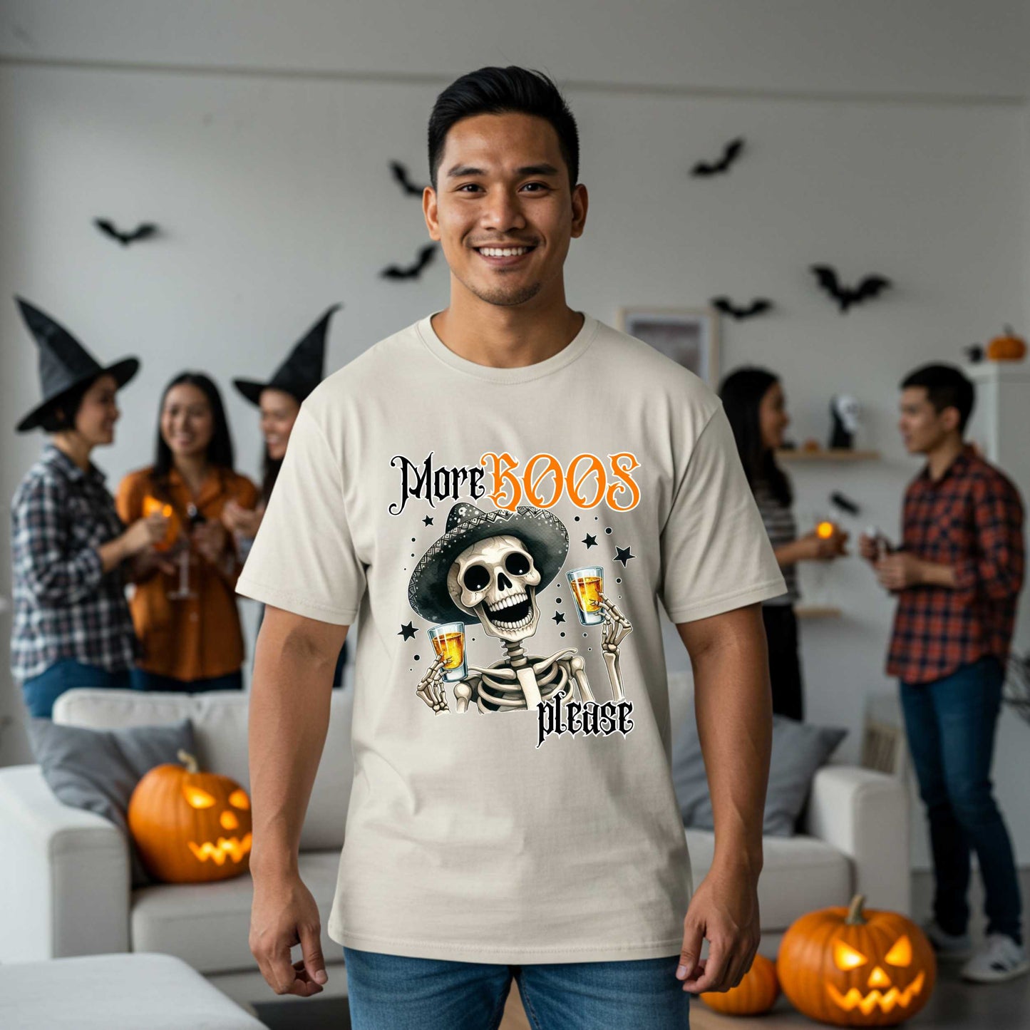 Funny Sarcastic Halloween Skeleton Pun T-Shirt, More Boos Please Shirt, Dad Joke Apparel