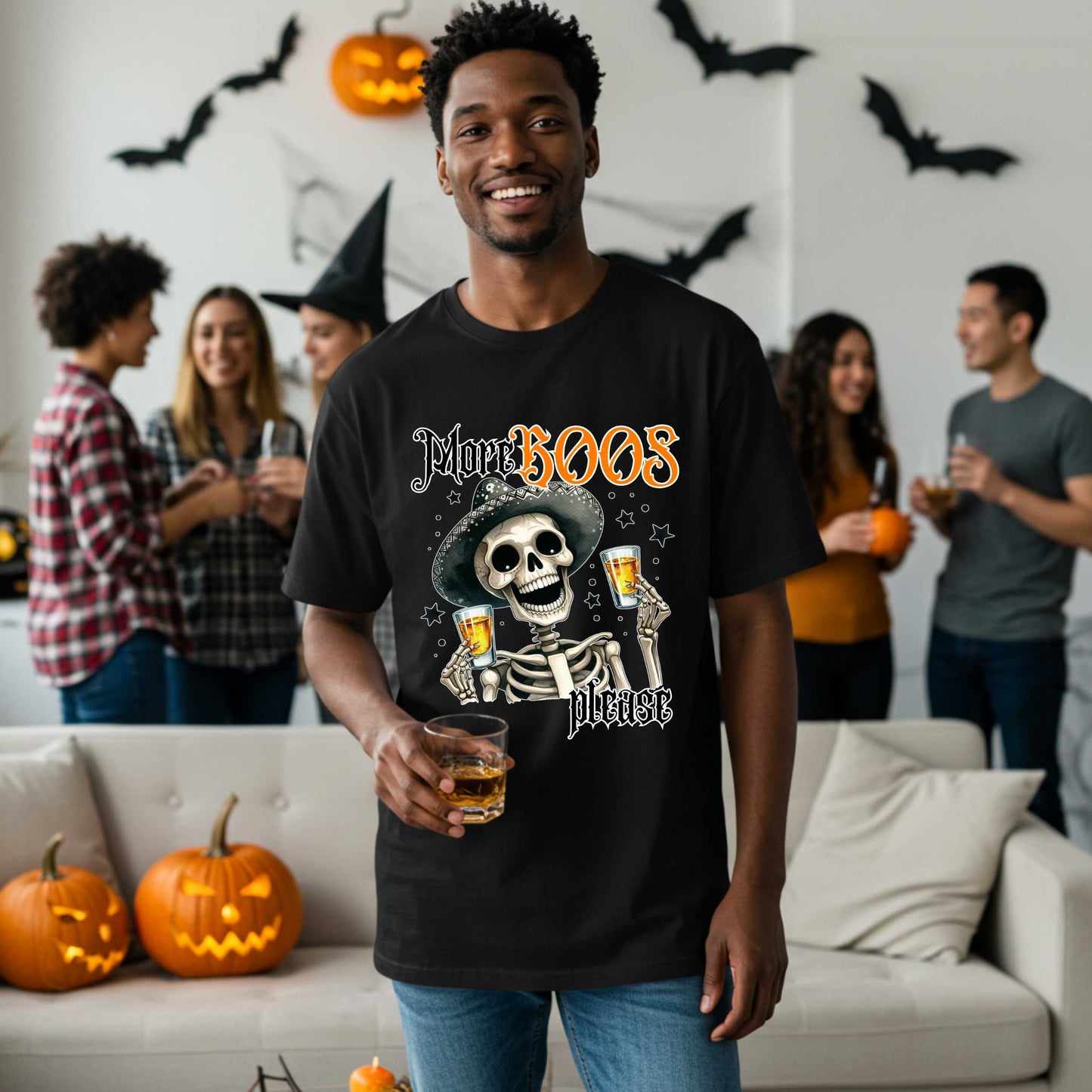 Funny Sarcastic Halloween Skeleton Pun T-Shirt, More Boos Please Shirt, Dad Joke Apparel