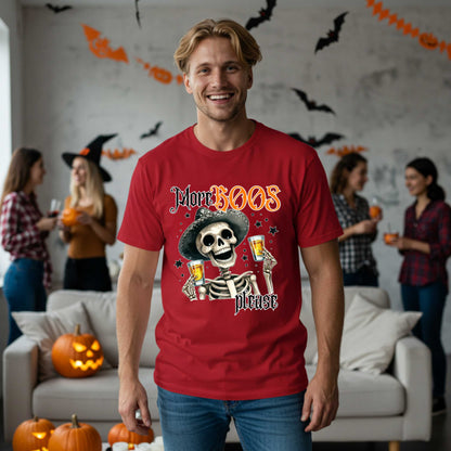 Funny Sarcastic Halloween Skeleton Pun T-Shirt, More Boos Please Shirt, Dad Joke Apparel