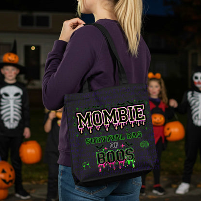 Halloween Reuseable Trick or Treat Tote Bag, Mombie Bag of Boos, Moms Halloween Gift