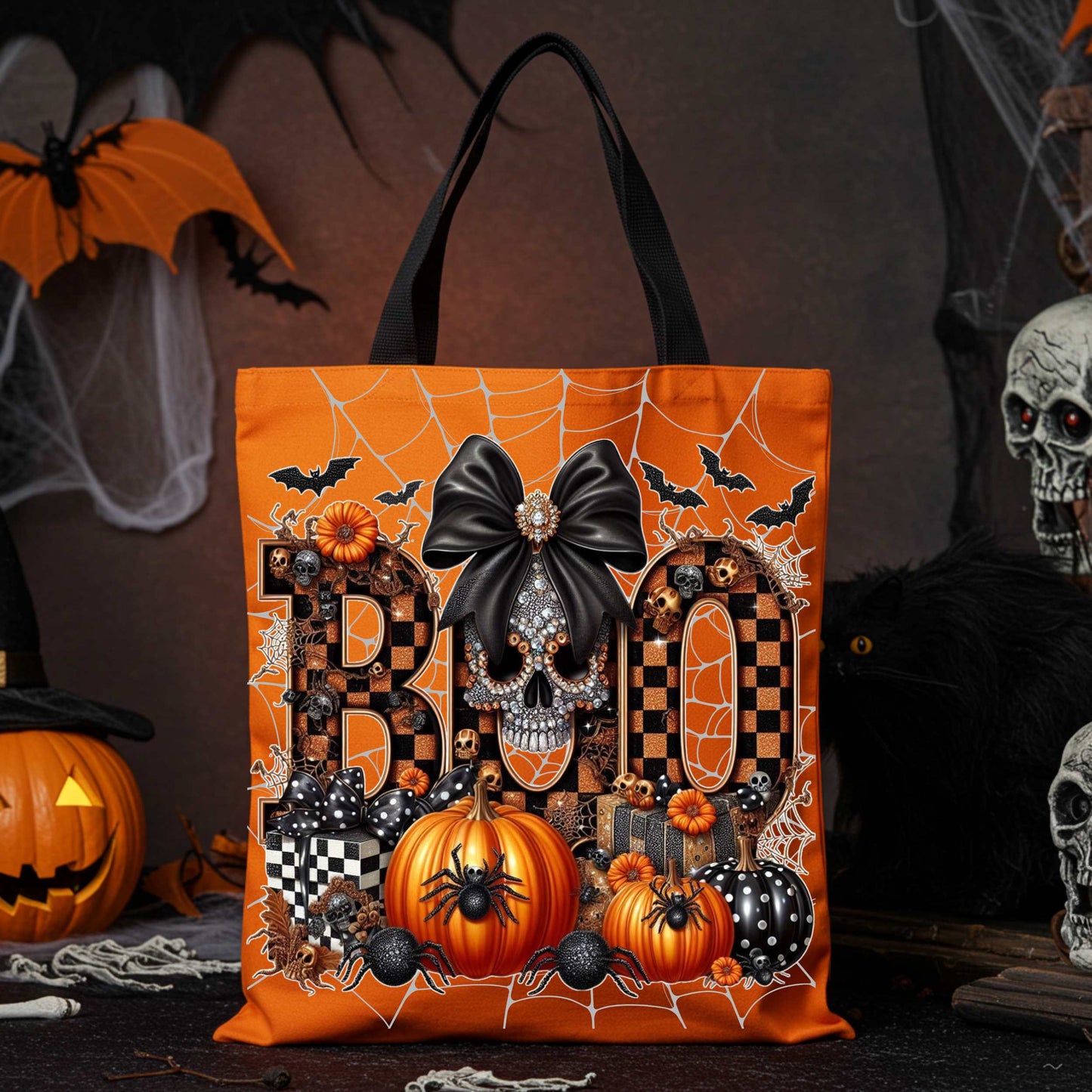 Halloween Tote Bag - ‘Boo’ Design, Spooky Gift for Trick-or-Treating, Eco-Friendly & Reuseable