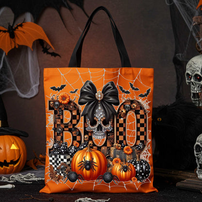 Halloween Tote Bag - ‘Boo’ Design, Spooky Gift for Trick-or-Treating, Eco-Friendly & Reuseable