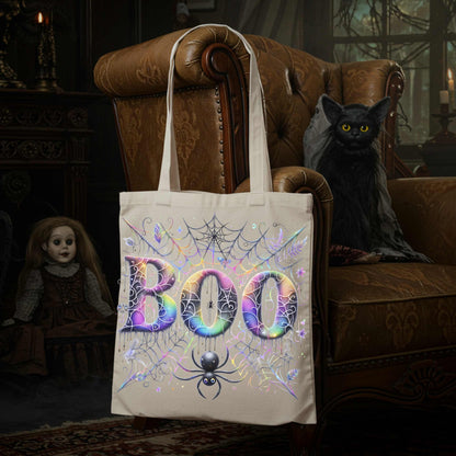 Halloween Tote Bag - 'Boo' Design, Spooky Season Reuseable Shopping Bag, Trick or Treat Tote