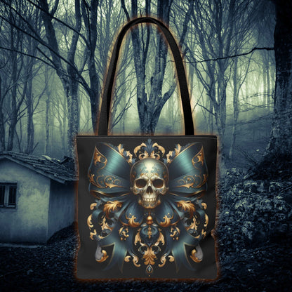Gothic Skull Tote Bag, Edgy Handbag, Dark Academia Style, Unique Shopping Bag, Perfect for Halloween, Casual Everyday Use