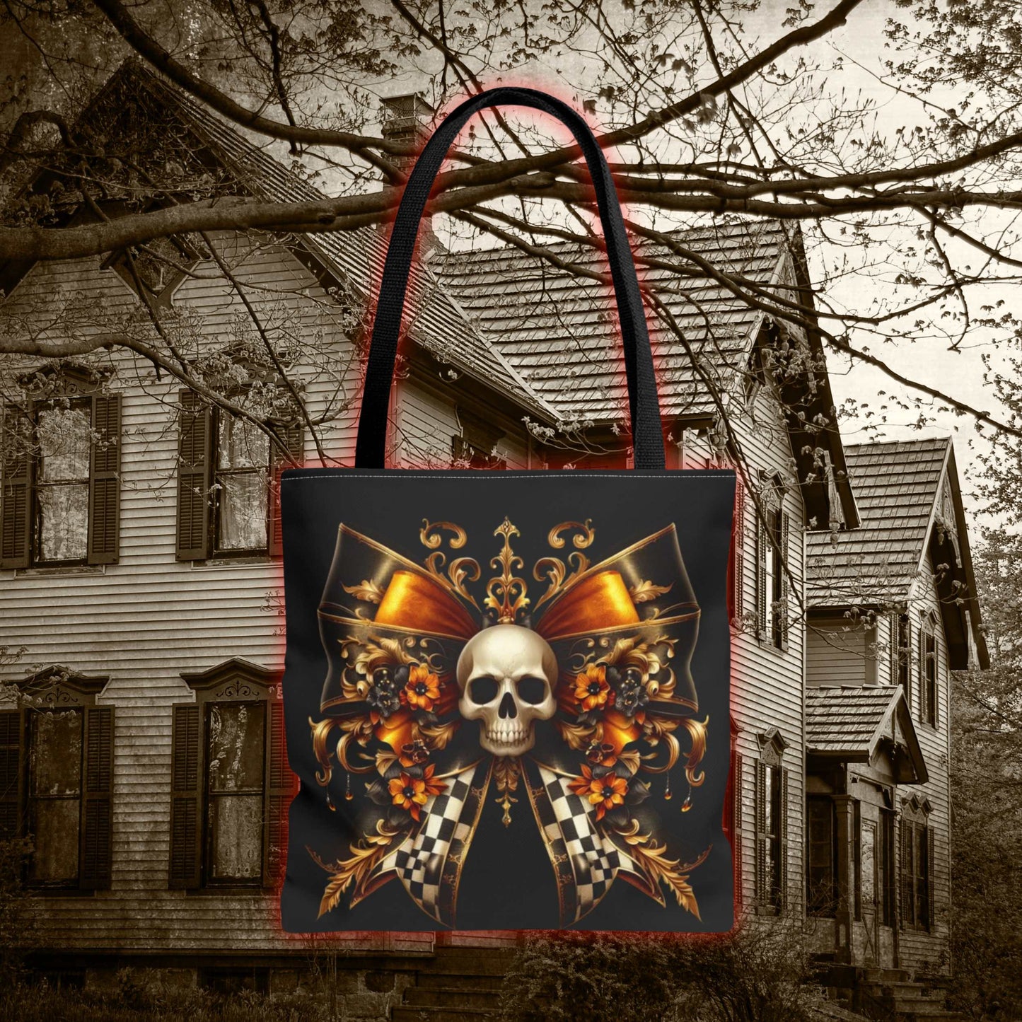 Gothic Skull Tote Bag, Edgy Shopping Bag, Halloween Accessory, Grunge Style, Boho Tote