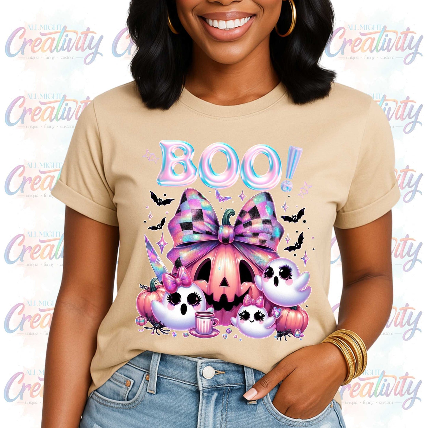 Halloween Boo Kawaii Ghosts, Funny Fall Shirt for Trick or Treat Queens
