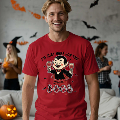 Sarcastic Funny Vampire Halloween Shirt, I'm Here for the Boos, Unhinged Halloween Party Drinking Tee