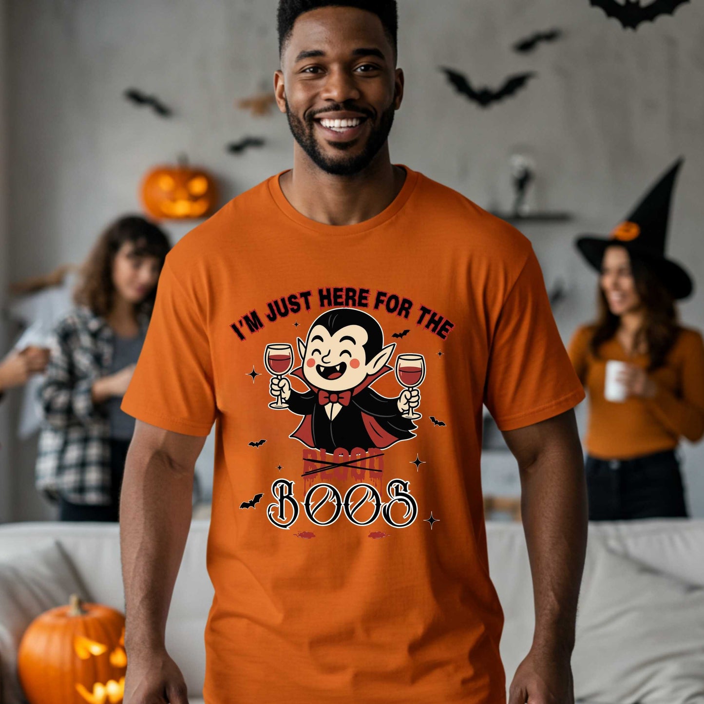Sarcastic Funny Vampire Halloween Shirt, I'm Here for the Boos, Unhinged Halloween Party Drinking Tee