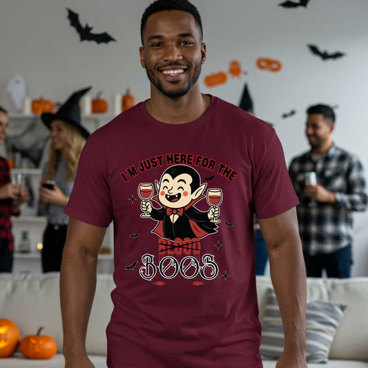 Sarcastic Funny Vampire Halloween Shirt, I'm Here for the Boos, Unhinged Halloween Party Drinking Tee