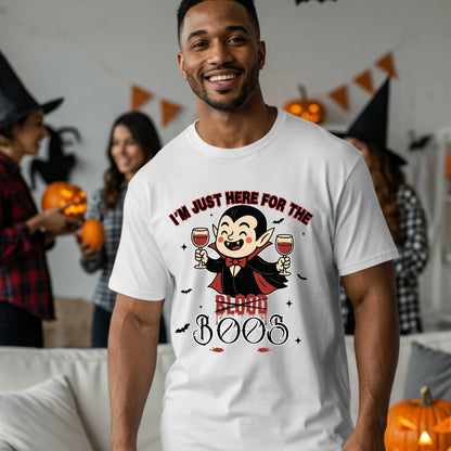 Sarcastic Funny Vampire Halloween Shirt, I'm Here for the Boos, Unhinged Halloween Party Drinking Tee